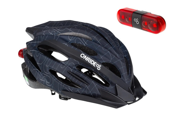 Шолом ONRIDE Grip чорний L (58-61 см) + Мигалка ONRIDE Row Шолом ONRIDE Grip чорний L (58-61 см) + Мигалка ONRIDE Row