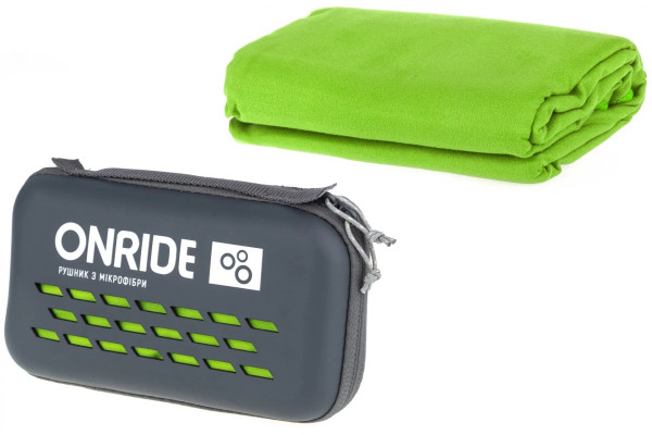 Рушник з мікрофібри з лого ONRIDE 50 х 100cm (80% поліестр+20% поліамід), колір -green Рушник з мікрофібри з лого ONRIDE 50 х 100cm (80% поліестр+20% поліамід), колір -green