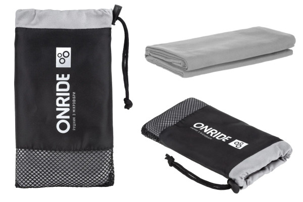 Рушник з мікрофібри з лого ONRIDE 50 х 100cm (80% поліестр+20% поліамід), колір -сірий, в м'якому мішечку з лого Рушник з мікрофібри з лого ONRIDE 50 х 100cm (80% поліестр+20% поліамід), колір -сірий, в м'якому мішечку з лого